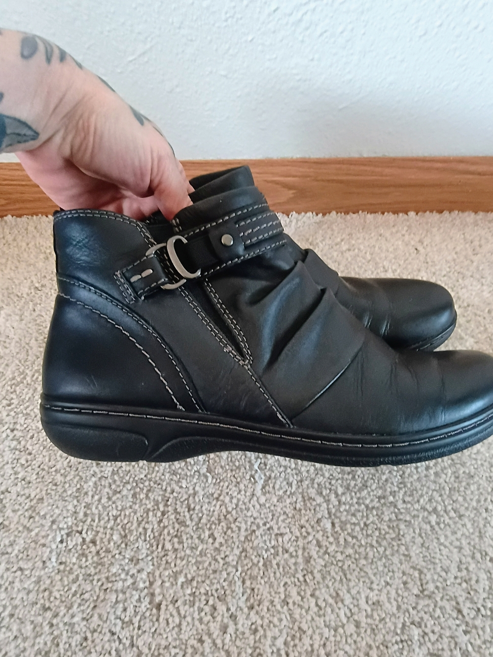 Earth Origins Glendale Gamila Black Leather Ankle Boots Women’s 8.5M Comfort Boo